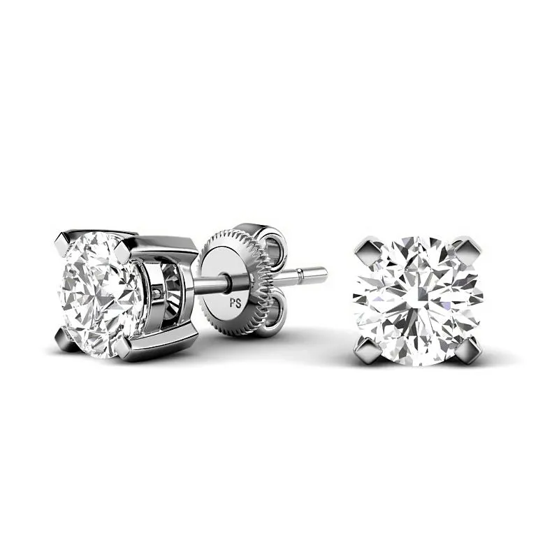 0.30CT Round Cut Lab Grown Diamonds - Stud Earrings in Silver