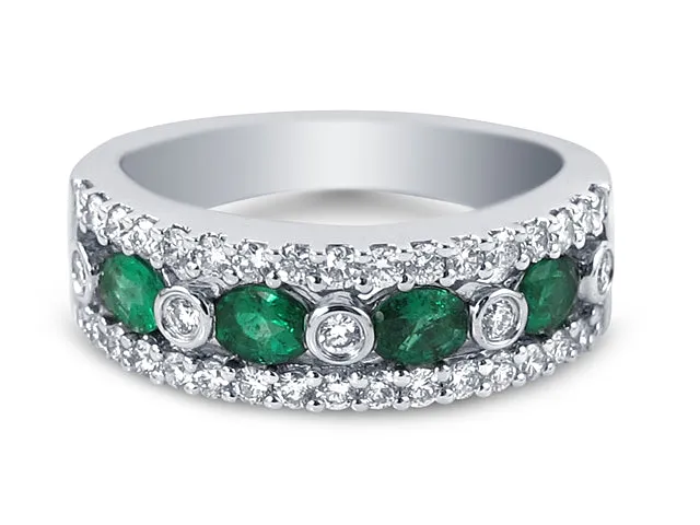 0.58ct t.w. Diamond And Emerald Right Hand Ring