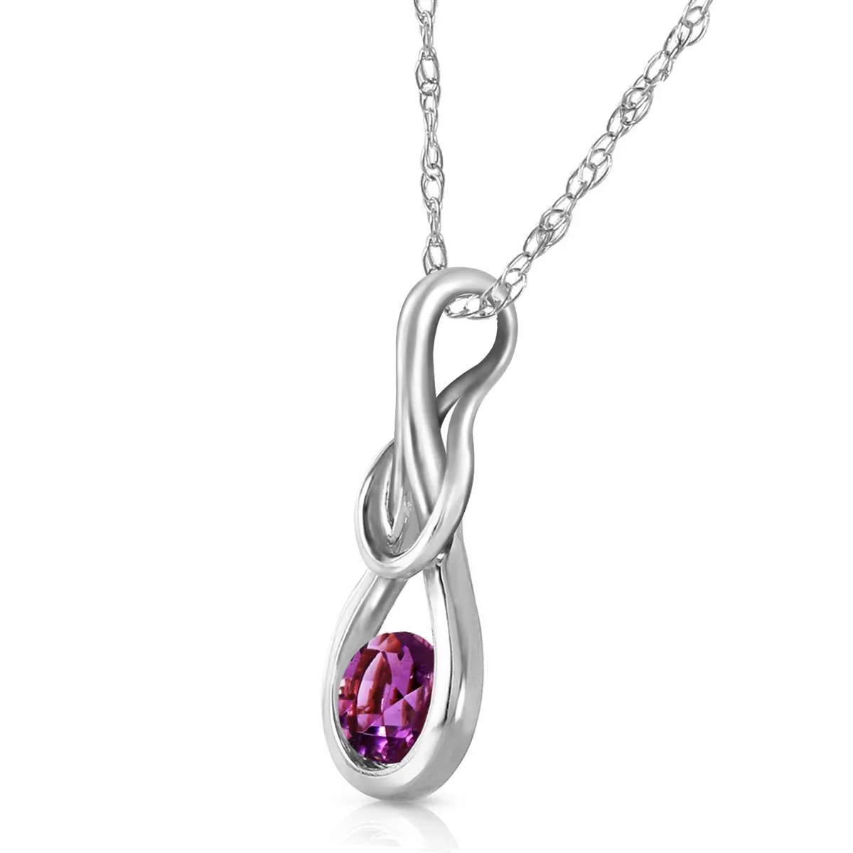 0.65 Carat 14K Solid White Gold Reach Your Dream Amethyst Necklace