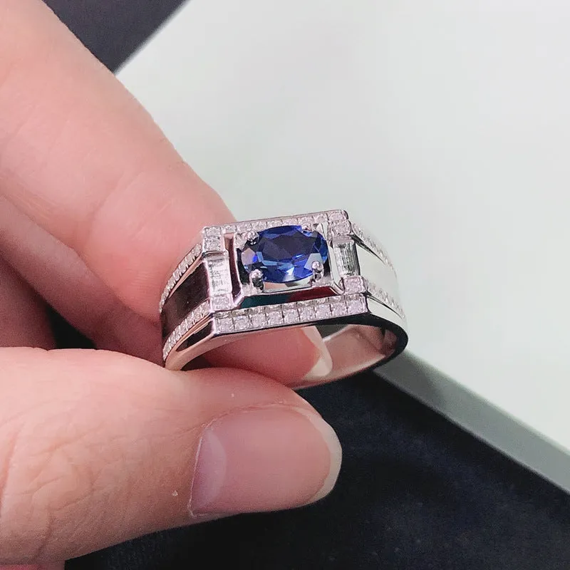 1 Carat Lab Grown Sapphire Ring for Men