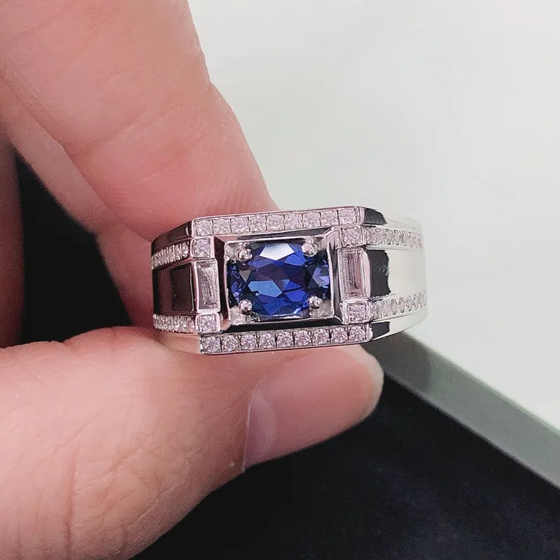 1 Carat Lab Grown Sapphire Ring for Men