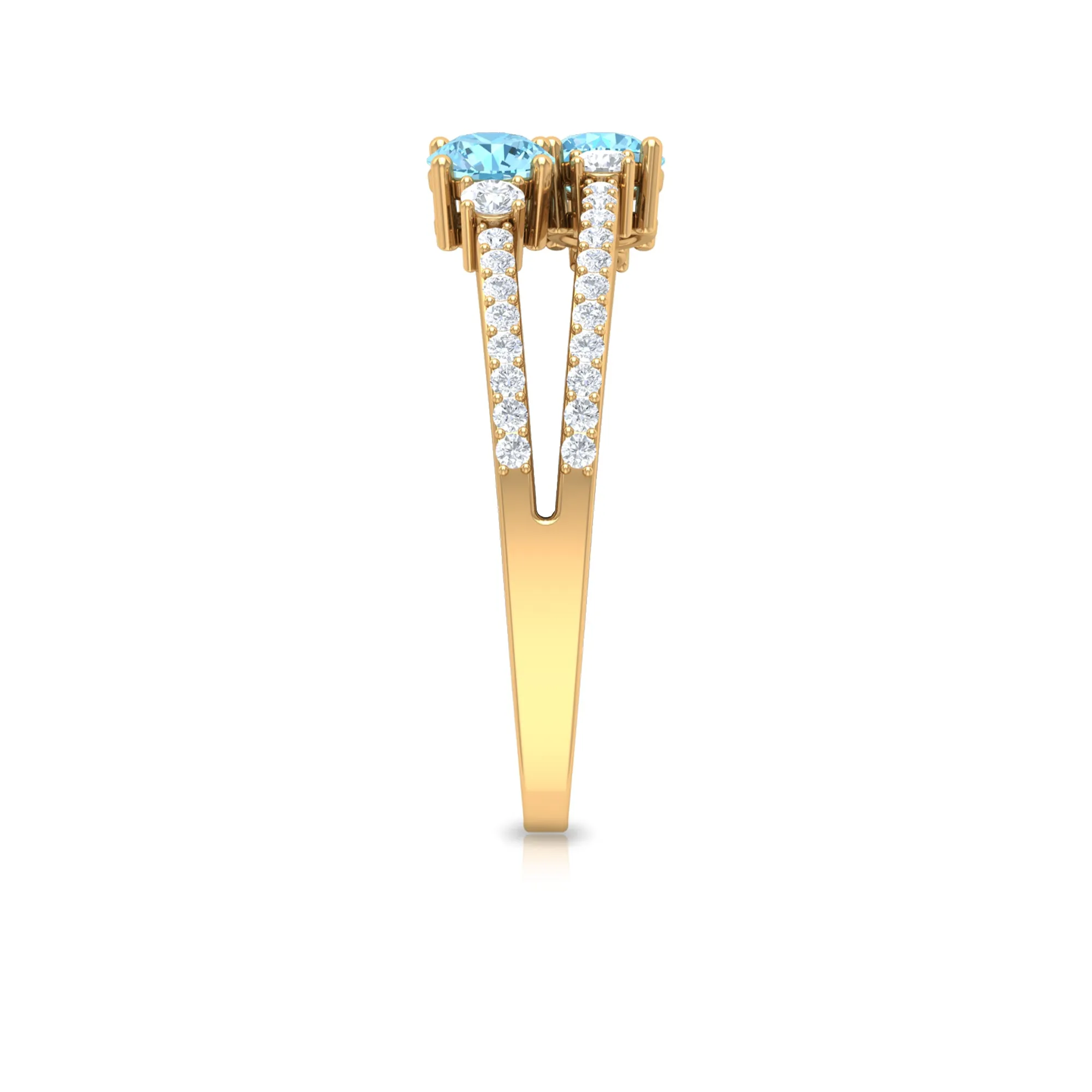 1 CT Aquamarine and Diamond Anniversary Double Band Ring