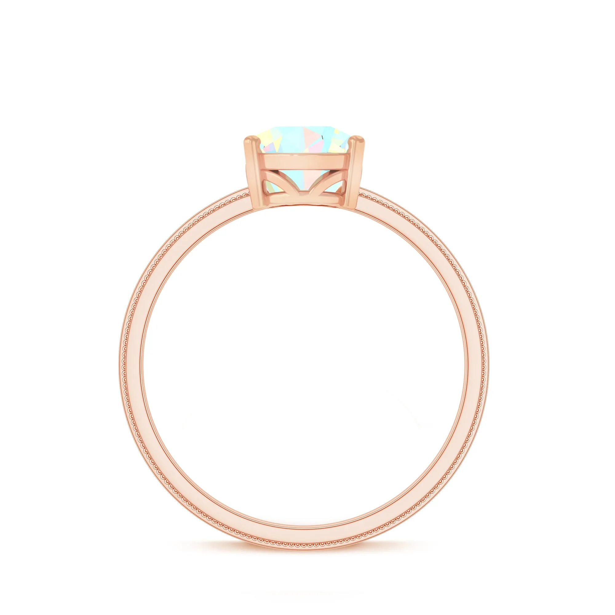 1 CT Bezel Set Oval Ethiopian Opal Solitaire Ring with Beaded Gold