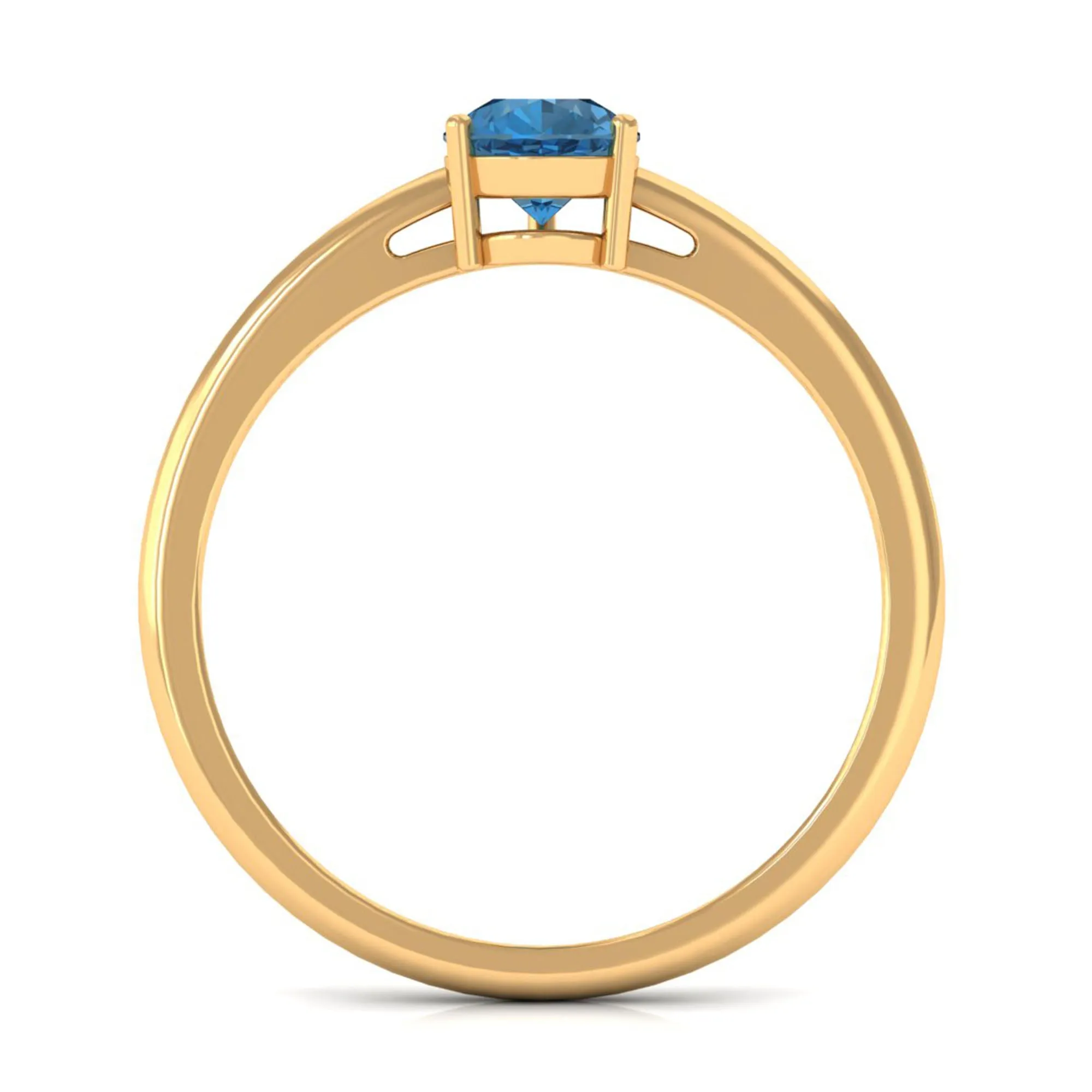 1 CT Pear Shaped London Blue Topaz Solitaire and Simple Gold Ring