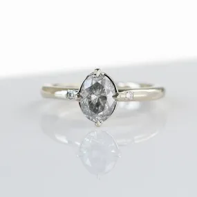 1.08ct Around The World Oval Grey Diamond Ring