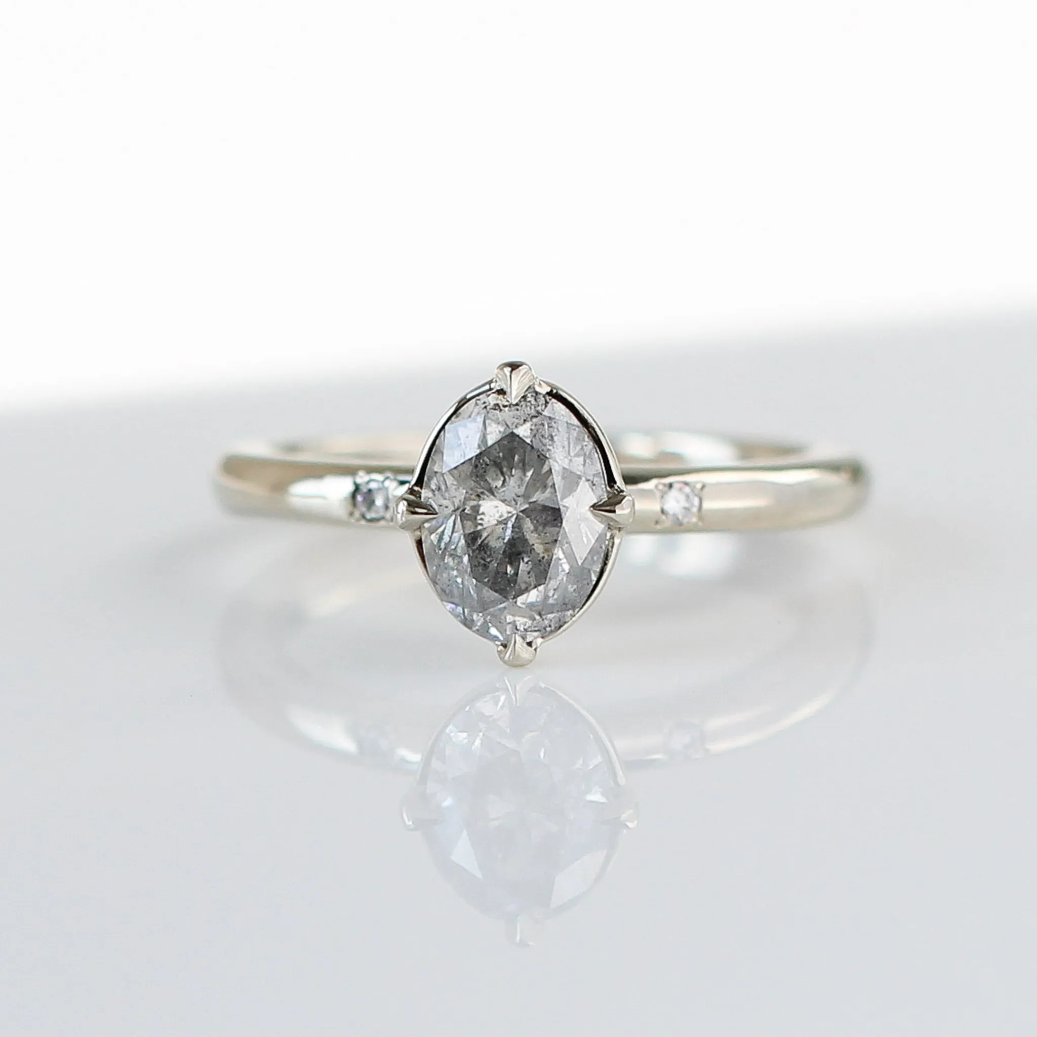 1.08ct Around The World Oval Grey Diamond Ring