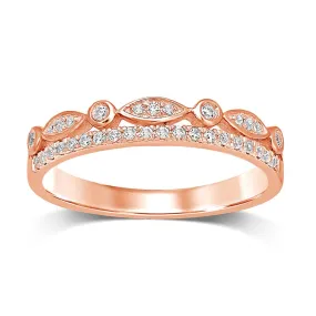 10k Rose Gold 1/6 Ct.Tw.Diamond Stackable Band