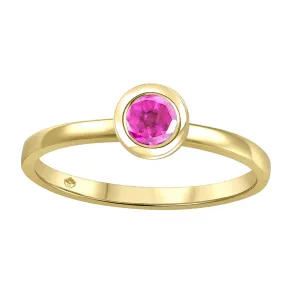 10K Yellow Gold Bezel Set Pink Topaz Ring