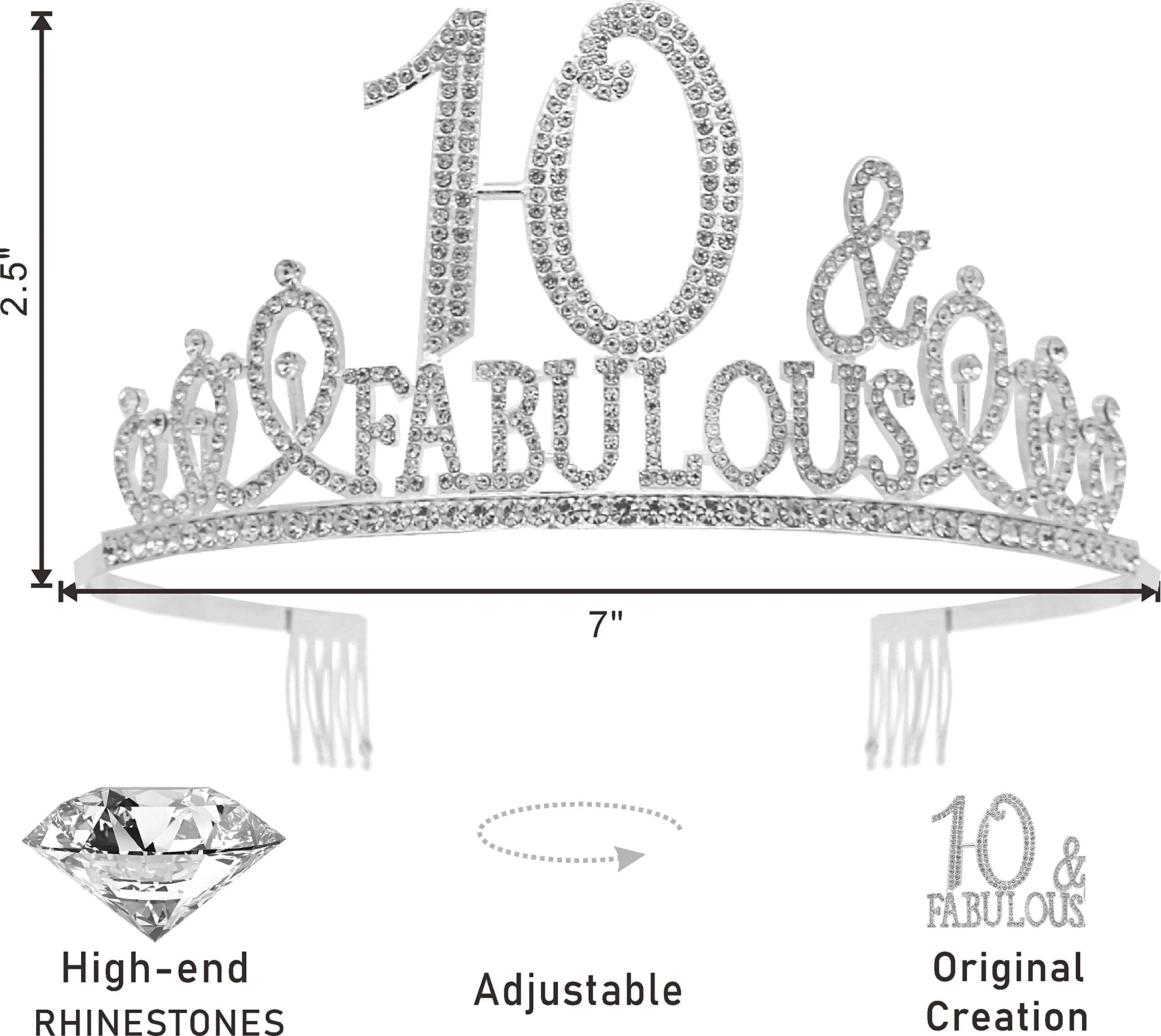 10th Birthday, 10th Birthday Tiara Silver, 10th Birthday Decorations for Girls, 10th