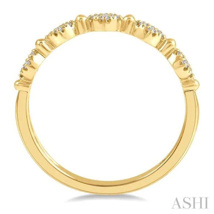 1/10 Ctw Marquise Mount and Ball Link Round Cut Diamond Stack Band in 14K Yellow Gold