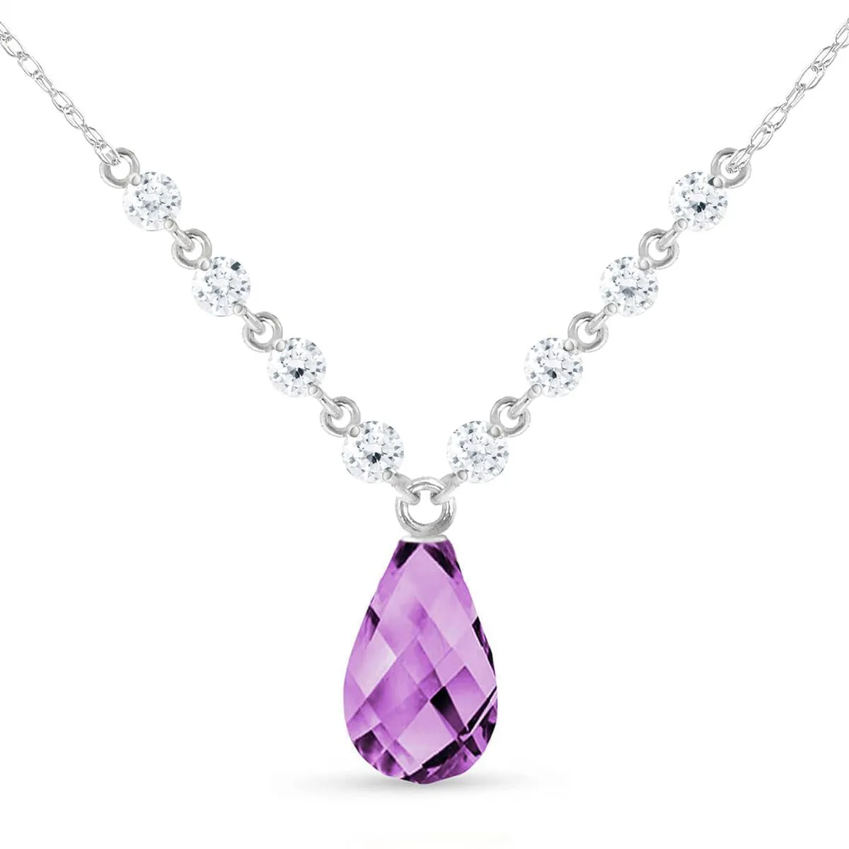 11.3 Carat 14K Solid White Gold Greater Desire Amethyst Diamond Necklace