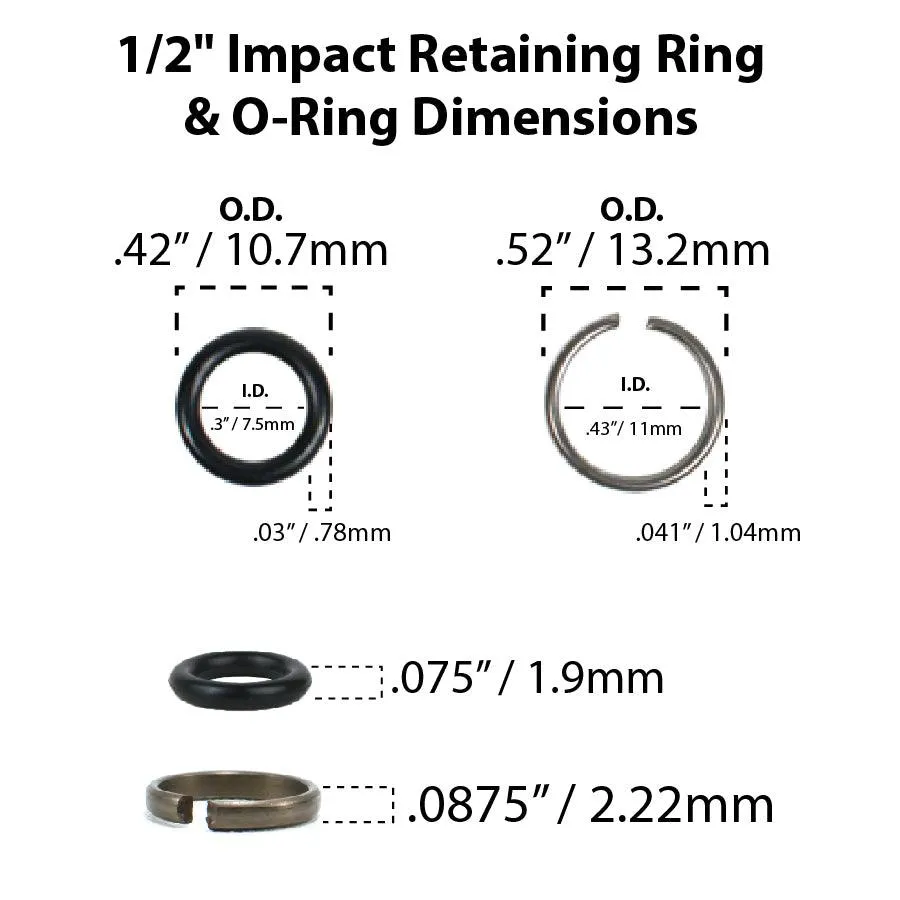 1/2" Impact Wrench Socket Retaining Ring C Clip with O-Ring