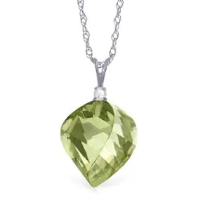 13.05 Carat 14K Solid White Gold Boundless Drop Green Amethyst Necklace