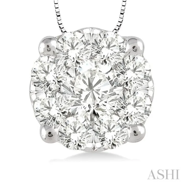 1/4 Ctw Lovebright Round Cut Diamond Pendant in 14K White Gold with Chain