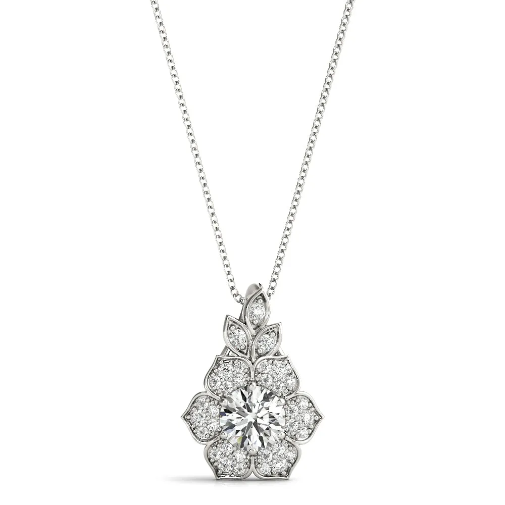 14K Flower Diamond Necklace / Pendant