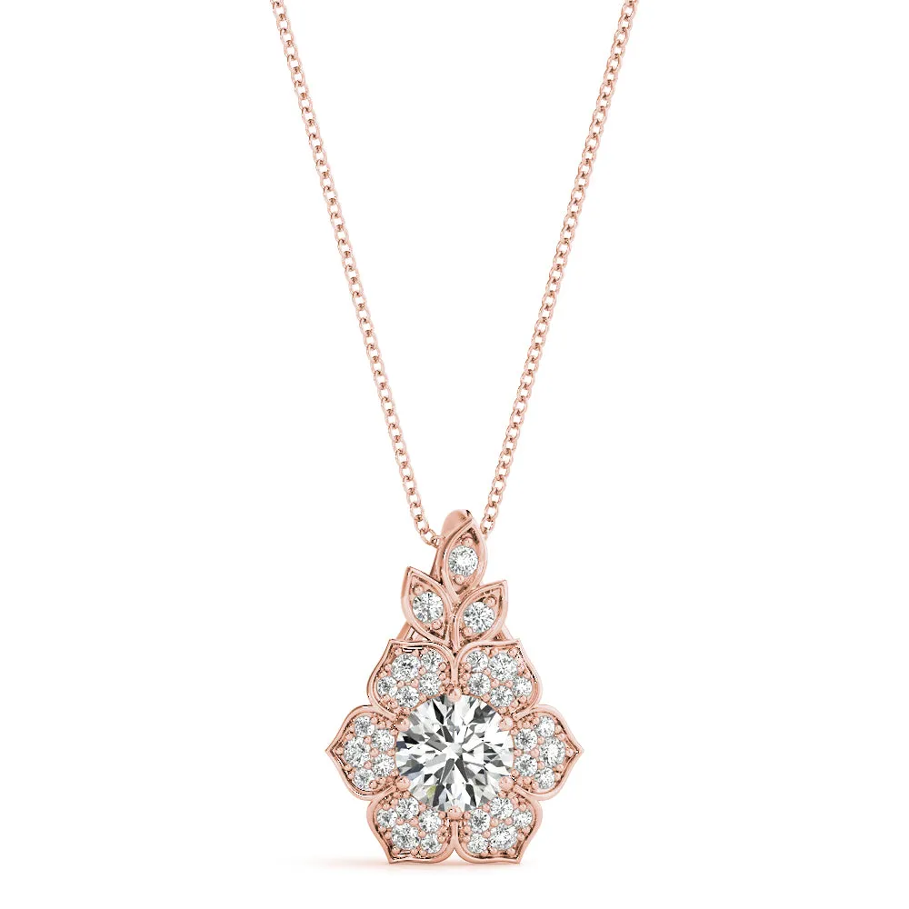 14K Flower Diamond Necklace / Pendant