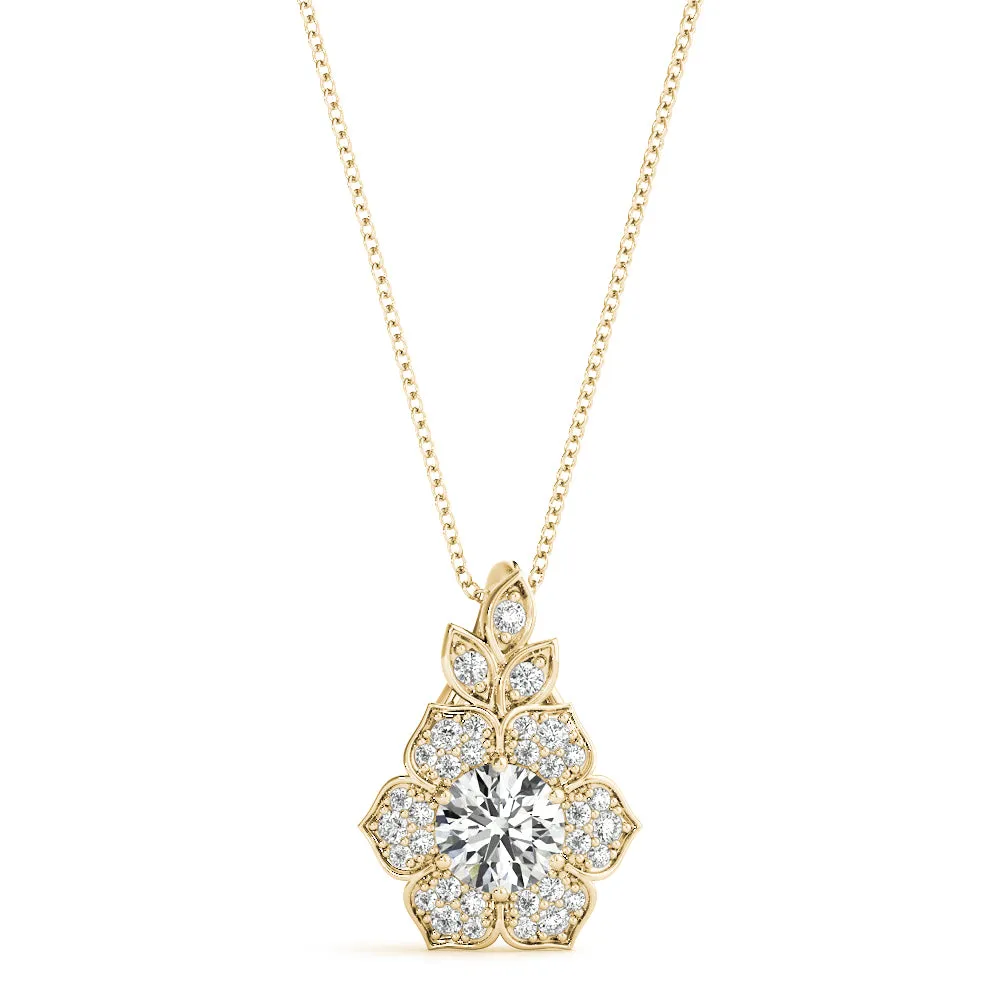 14K Flower Diamond Necklace / Pendant