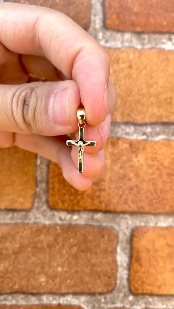 14K Gold Filled Baby Kids Boys Mens Womens Cross Pendant Charm 19x11mm