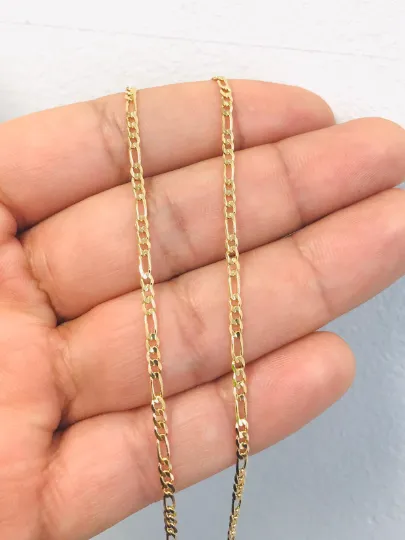 14K Gold Filled Figaro Link Chain Necklace For Men Gifts 24" Fashion Design