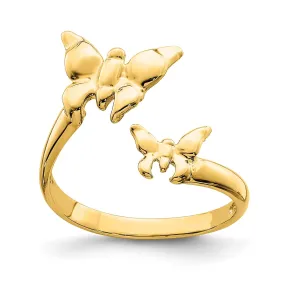 14K Real Yellow Solid Gold Butterfly Summer Toe Ring