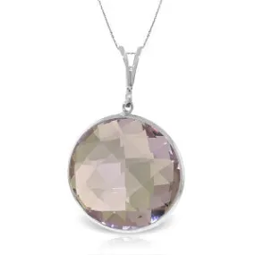 14K Solid White Gold Necklace Round Amethyst Jewelry