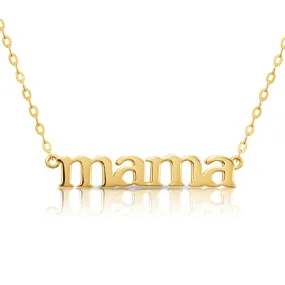 14K Solid Yellow Gold Mama Necklace, 16 Inch - 18 Inch Adjustable Cable Chain