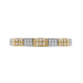 14K Two Tone Gold Round Diamond Eternity Wedding Band