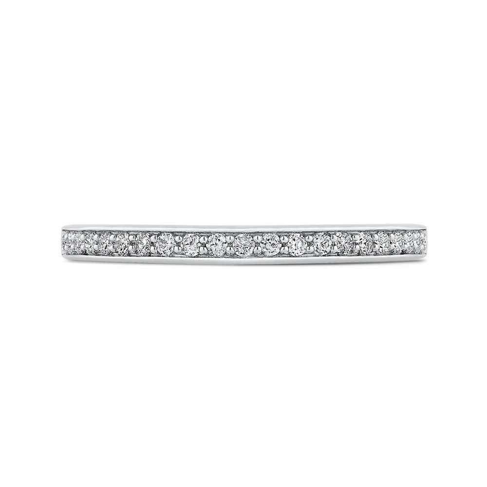 14K Two Tone Gold Round Diamond Half Eternity Wedding Band