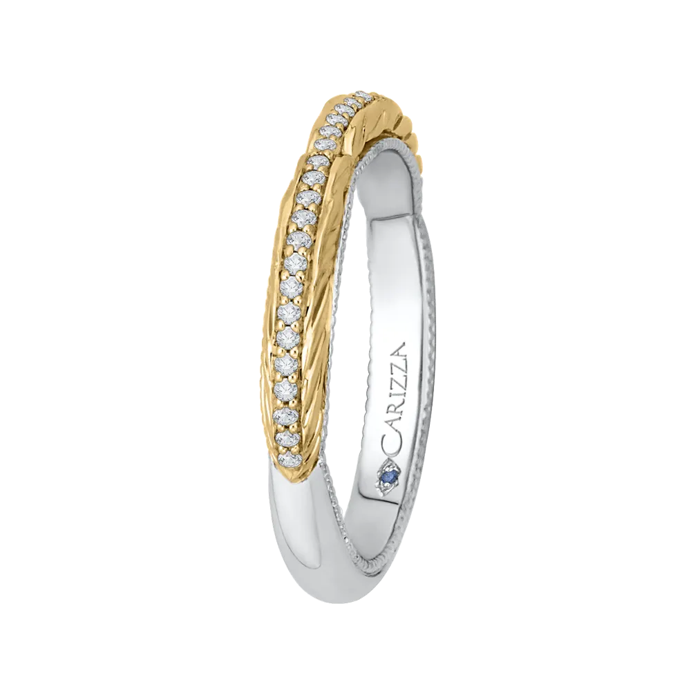 14K Two Tone Gold Round Diamond Wedding Band