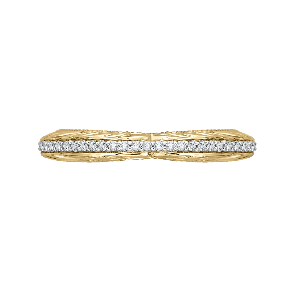 14K Two Tone Gold Round Diamond Wedding Band