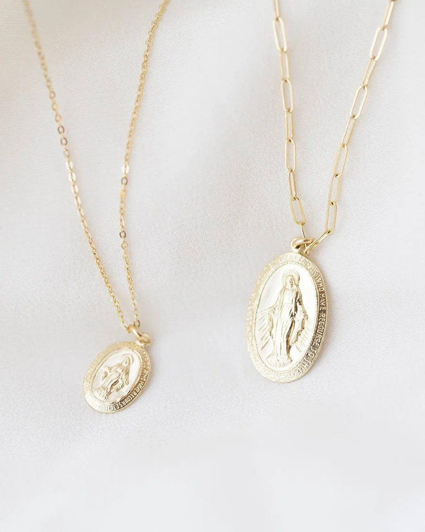 14K Virgin Mary Necklace