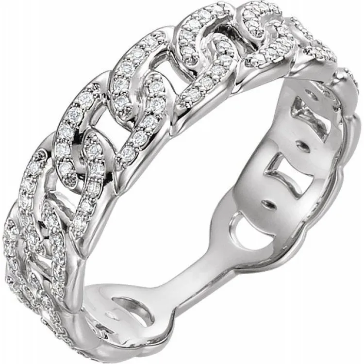 14K White 1/4 CTW Natural Diamond Stackable Link Ring