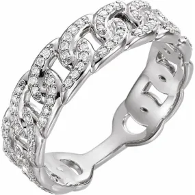 14K White 1/4 CTW Natural Diamond Stackable Link Ring