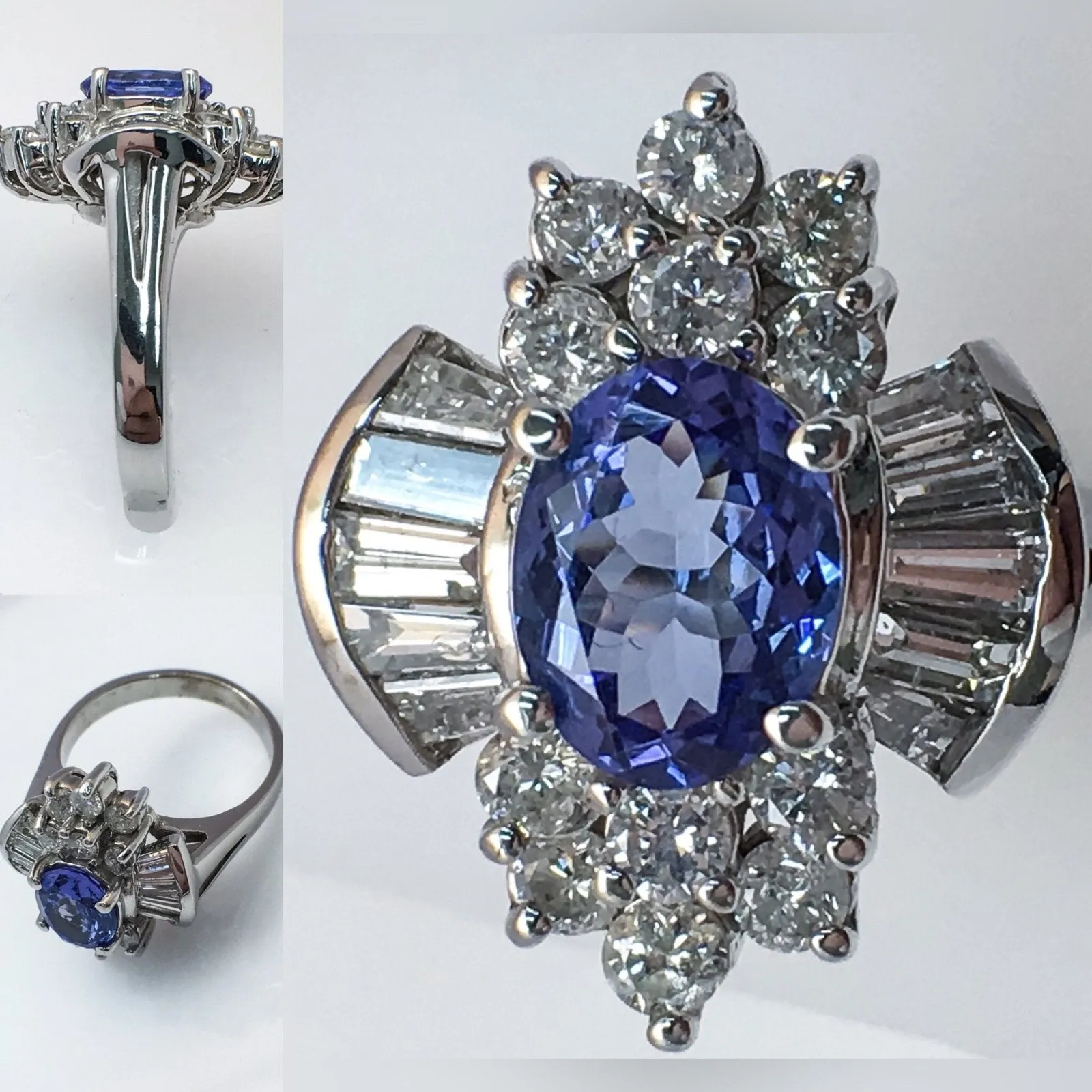 14K White Gold Fashion Ring with Tanzanite Center Stone