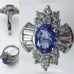 14K White Gold Fashion Ring with Tanzanite Center Stone