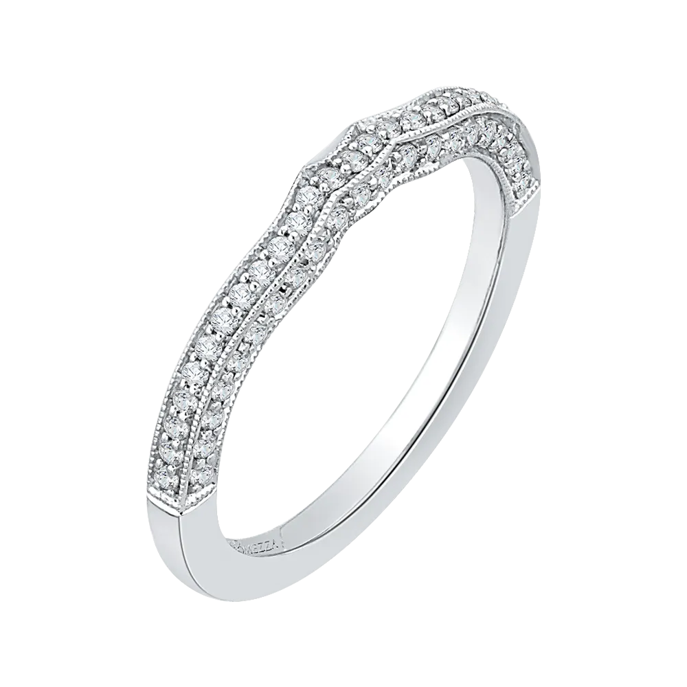 14K White Gold Round Diamond Half Eternity Wedding Band