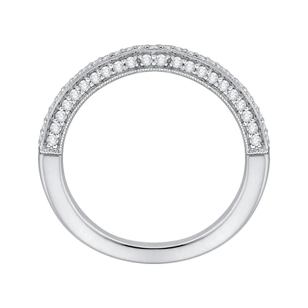 14K White Gold Round Diamond Half Eternity Wedding Band