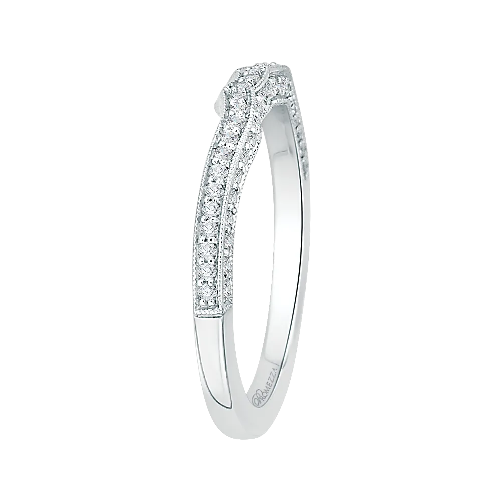 14K White Gold Round Diamond Half Eternity Wedding Band