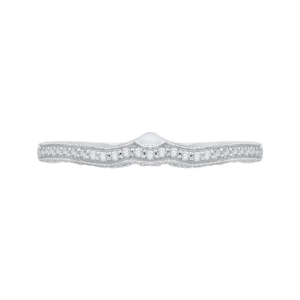 14K White Gold Round Diamond Half Eternity Wedding Band