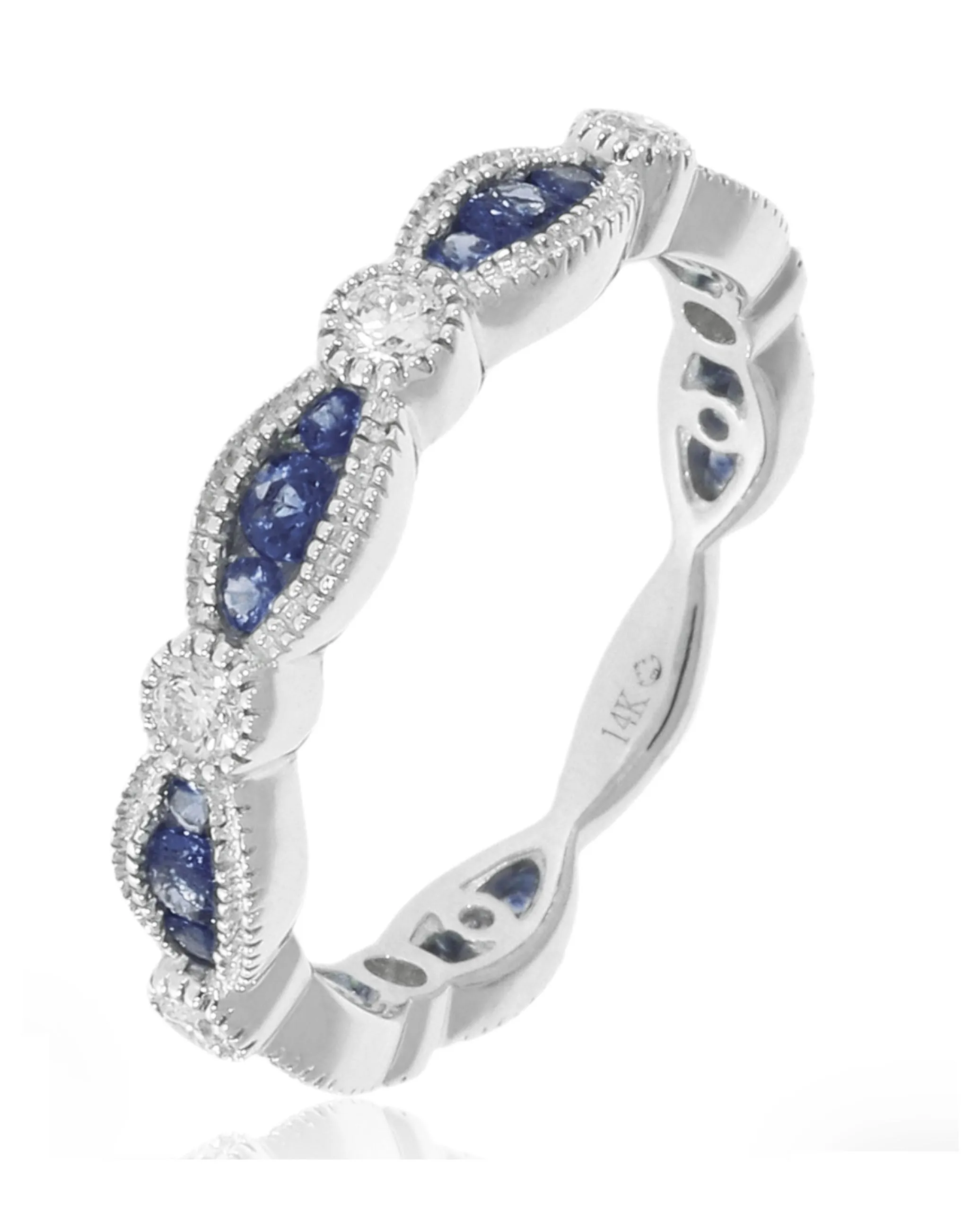 14K White Gold Sapphire and Diamond Ring