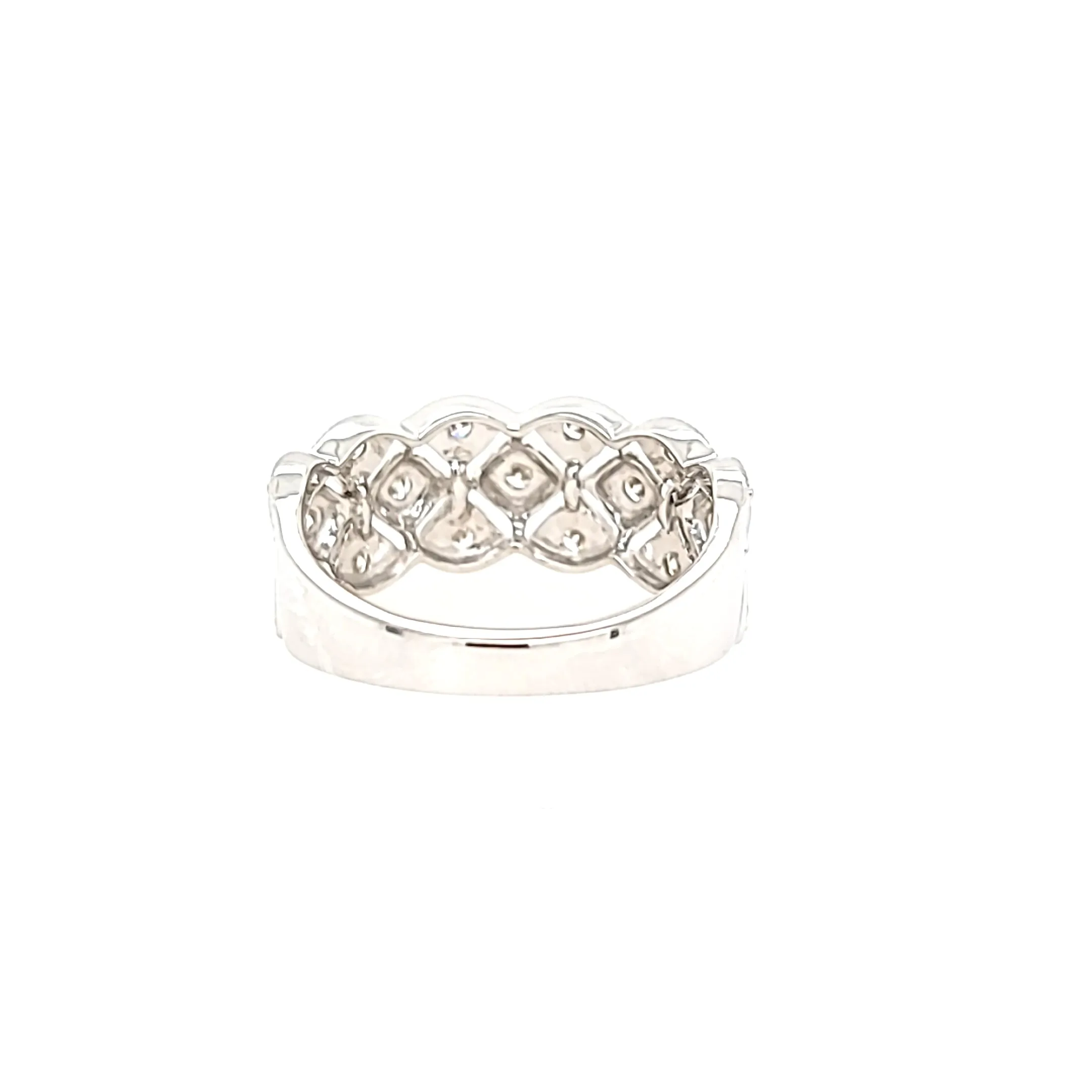 14k White Gold Wide Scalloped Diamond Ring (I7612)