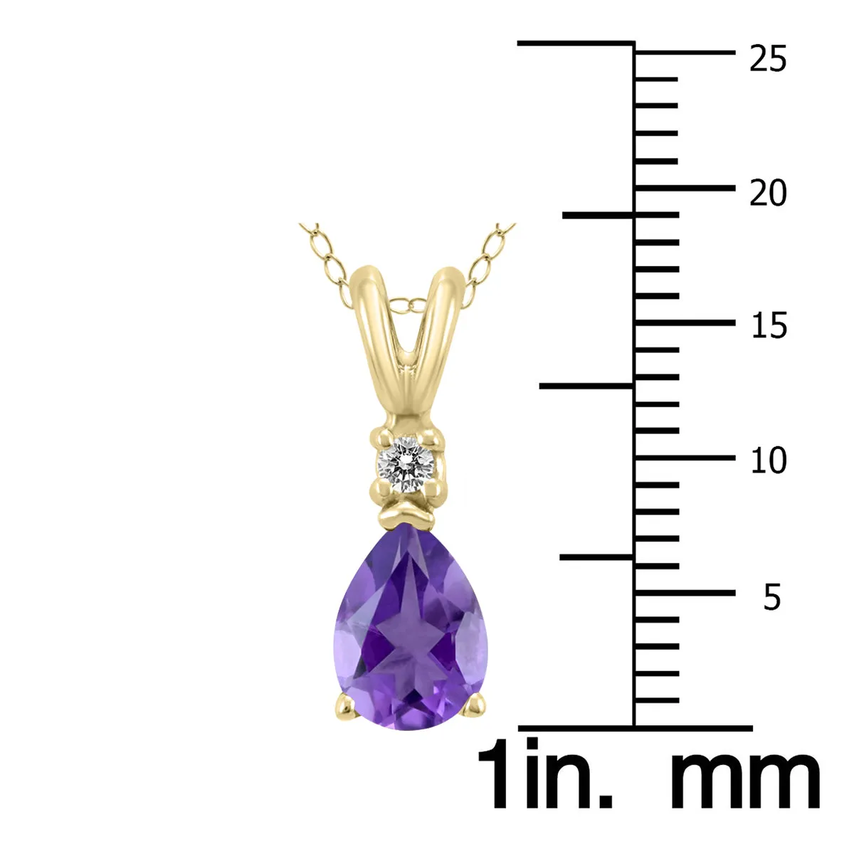 14K Yellow Gold 8X6Mm Pear Amethyst And Diamond Pendant