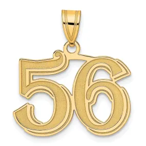 14k Yellow Gold Polished Etched Finish Number 56 Charm Pendant