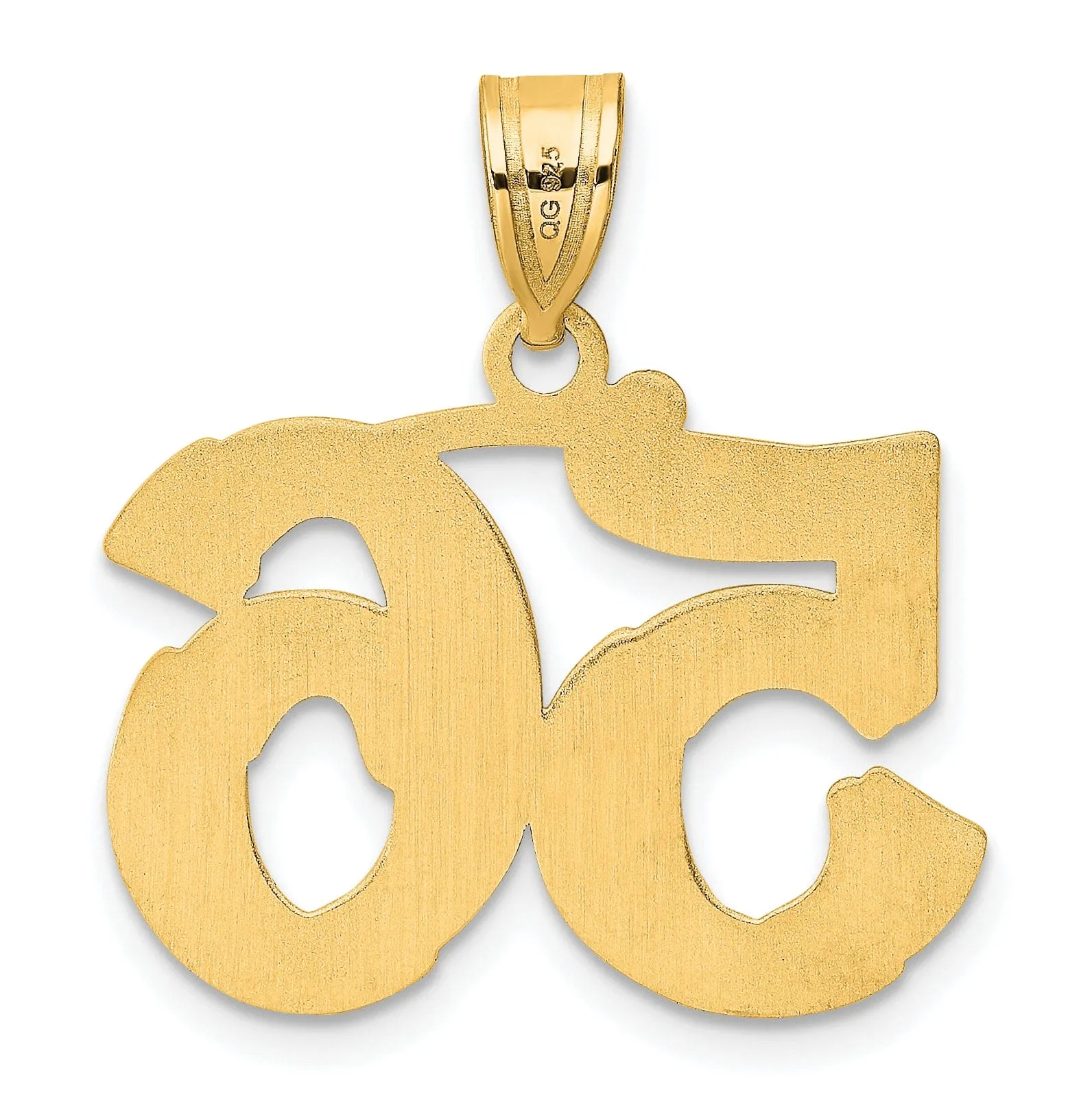 14k Yellow Gold Polished Etched Finish Number 56 Charm Pendant