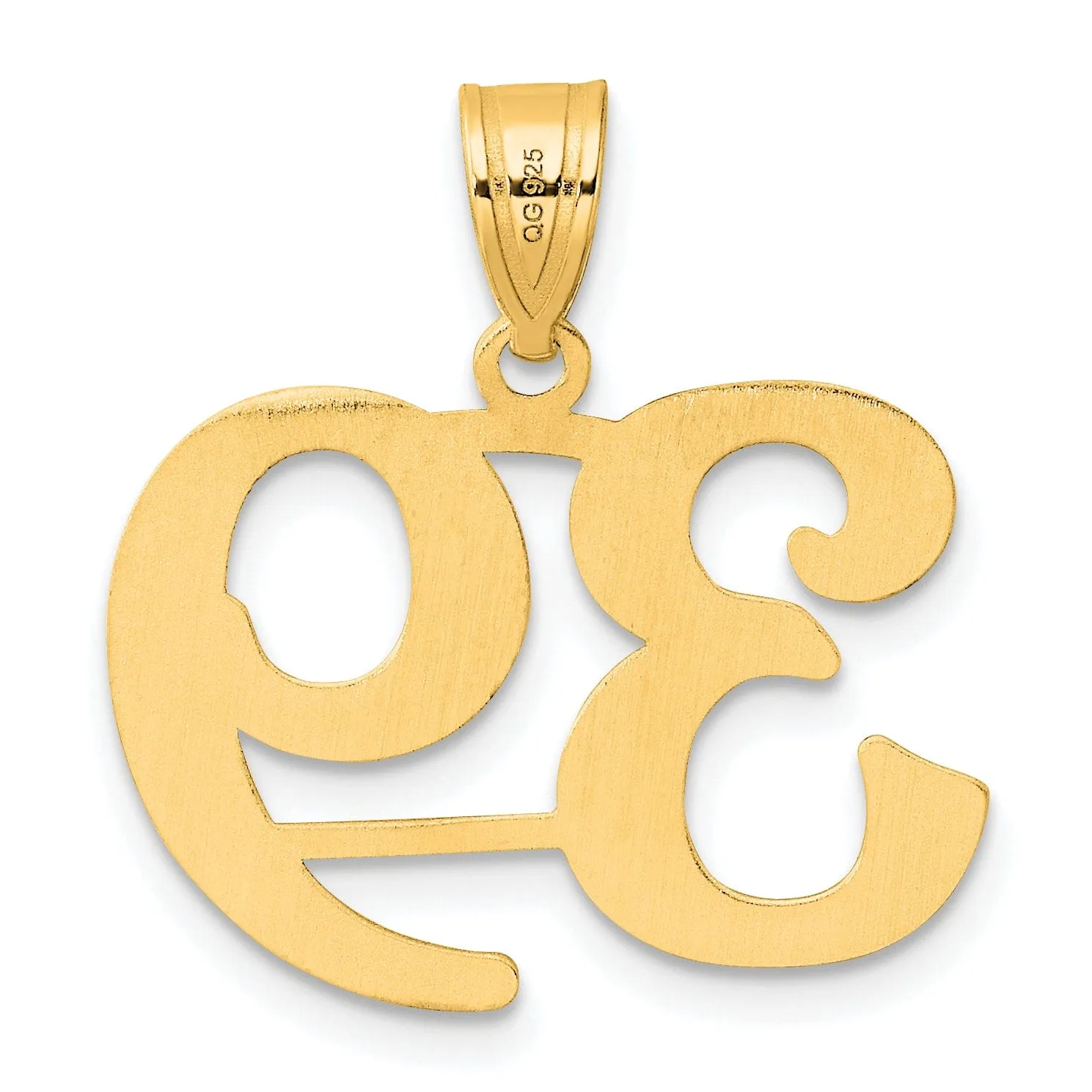 14k Yellow Gold Polished Finish Number 39 Charm Pendant