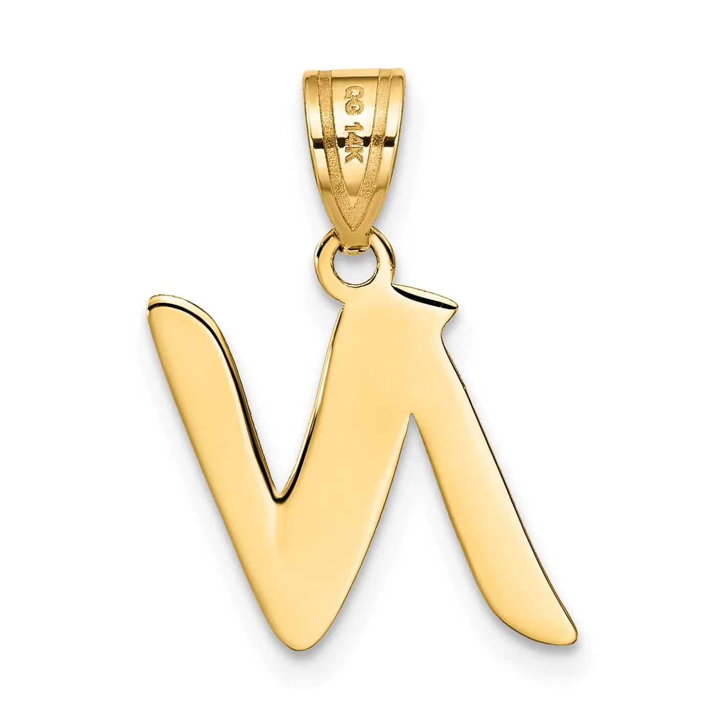 14k Yellow Gold Polished Finish Script Design Letter N Initial Pendant