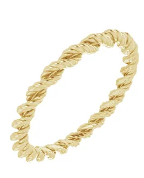 14K Yellow Gold Stackable Twisted Rope Ring