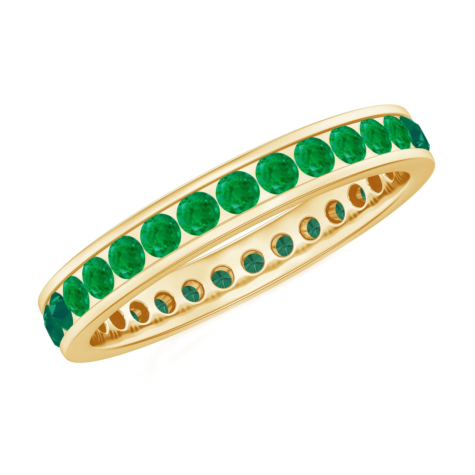 1.5 CT Channel Set Round Cut Emerald Eternity Ring