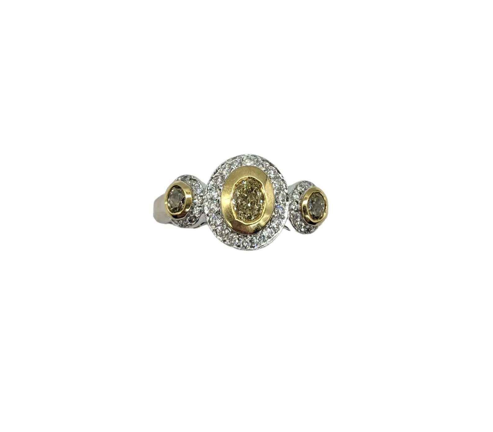 1.50 Carat Yellow and White Diamond Ring