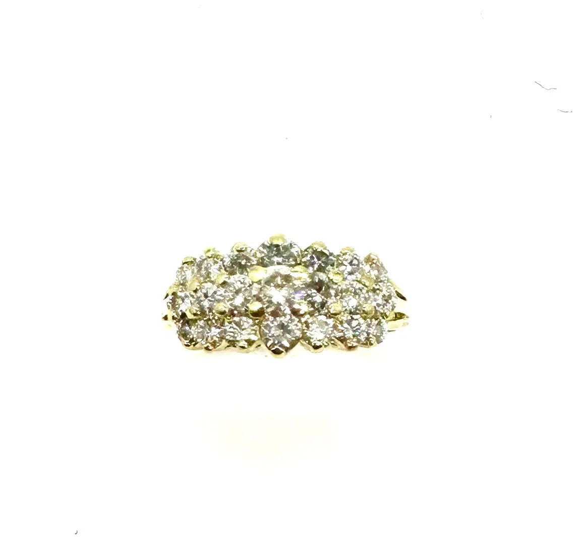 1.50 CTW 3 Row Round Diamond Pyramid Ring in 14K Yellow Gold